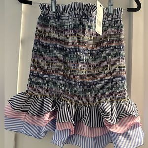 Do+Be Smocked Seersucker and Rainbow Ruffle Skirt, Size Small, NEW with TAGS